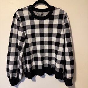 Marled Reunited Clothing Black And White Checkered Sweater Size XL EUC